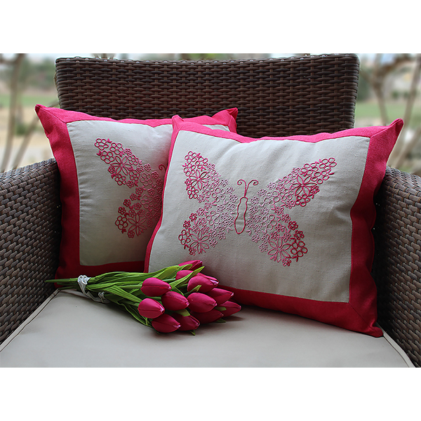 Embroidered Butterfly Cushion